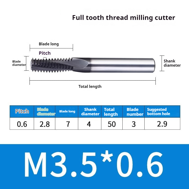 2034-65° three-tooth thread milling cutter, tungsten steel alloy end mill, tooth milling cutter, three-edged coating, M2M3M4M6 CNC cutter Shandong Denso Pricision Tools Co.,Ltd.